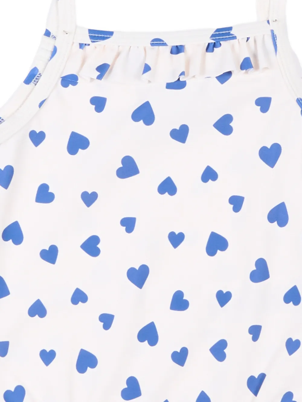  Petit Bateau Heart-pattern Ruffled Swimsuit - White 