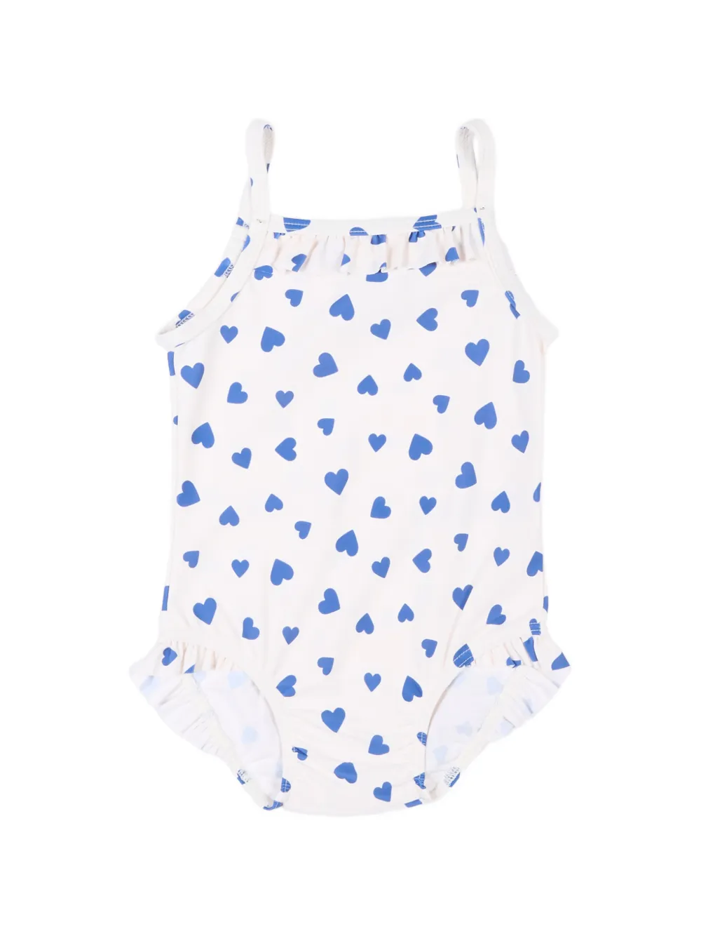 Petit Bateau heart-pattern ruffled swimsuit - Bianco