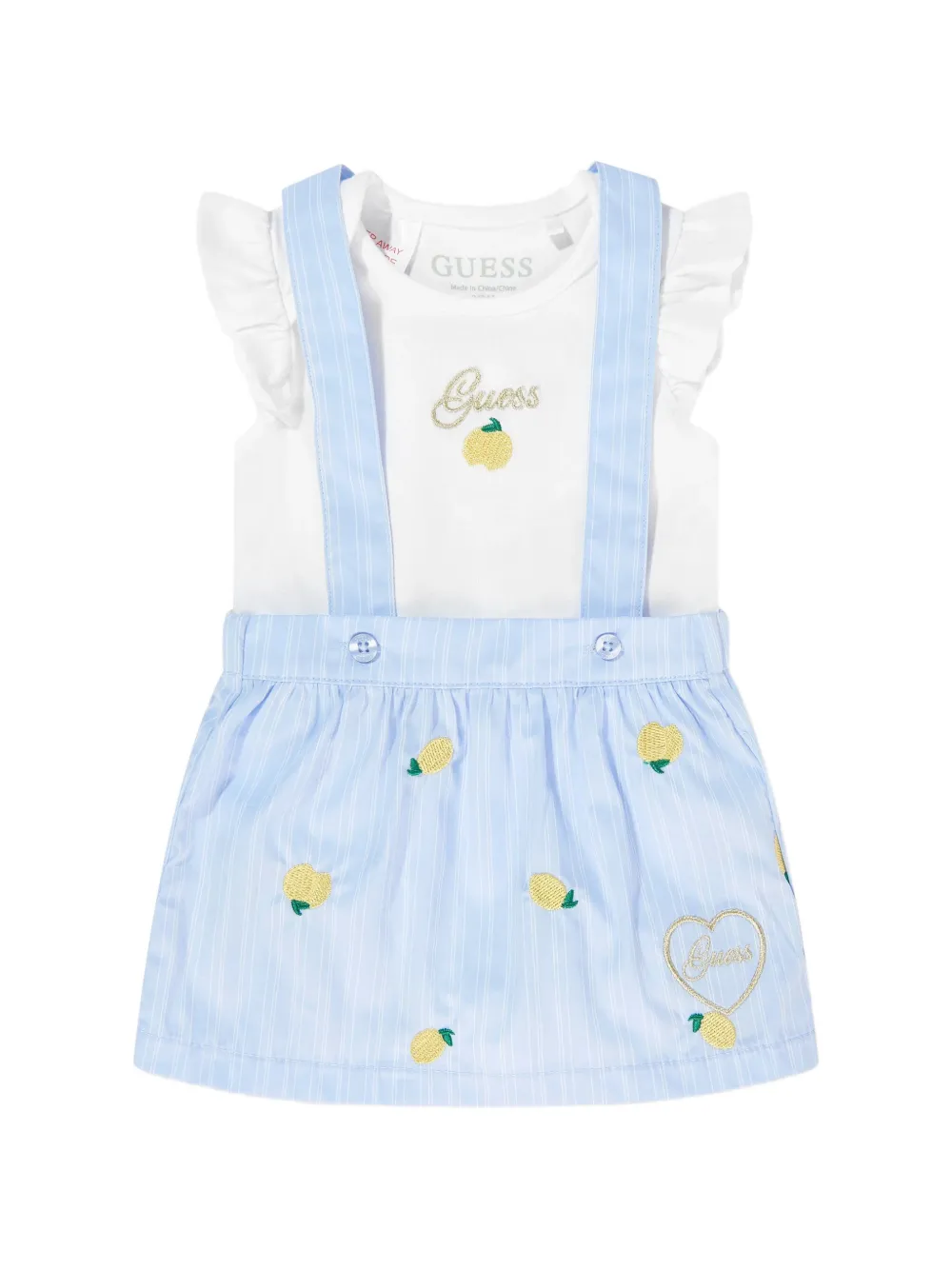 guess kids ruffled lemon-embellished babygrow set - Blau