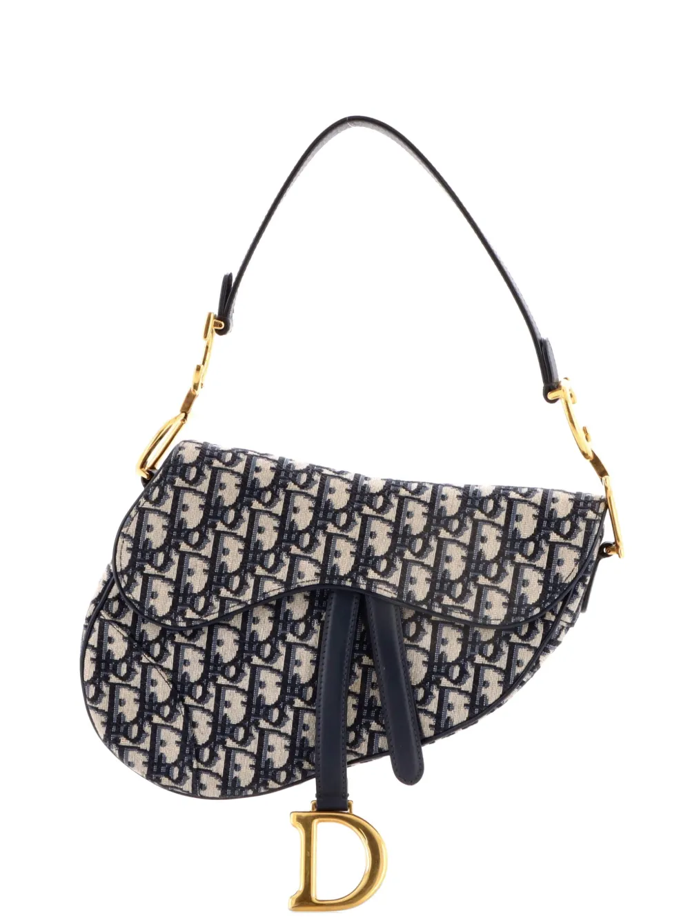 Christian Dior Pre-Owned Saddle Handbag Oblique Canvas Medium shoulder bag - Blu