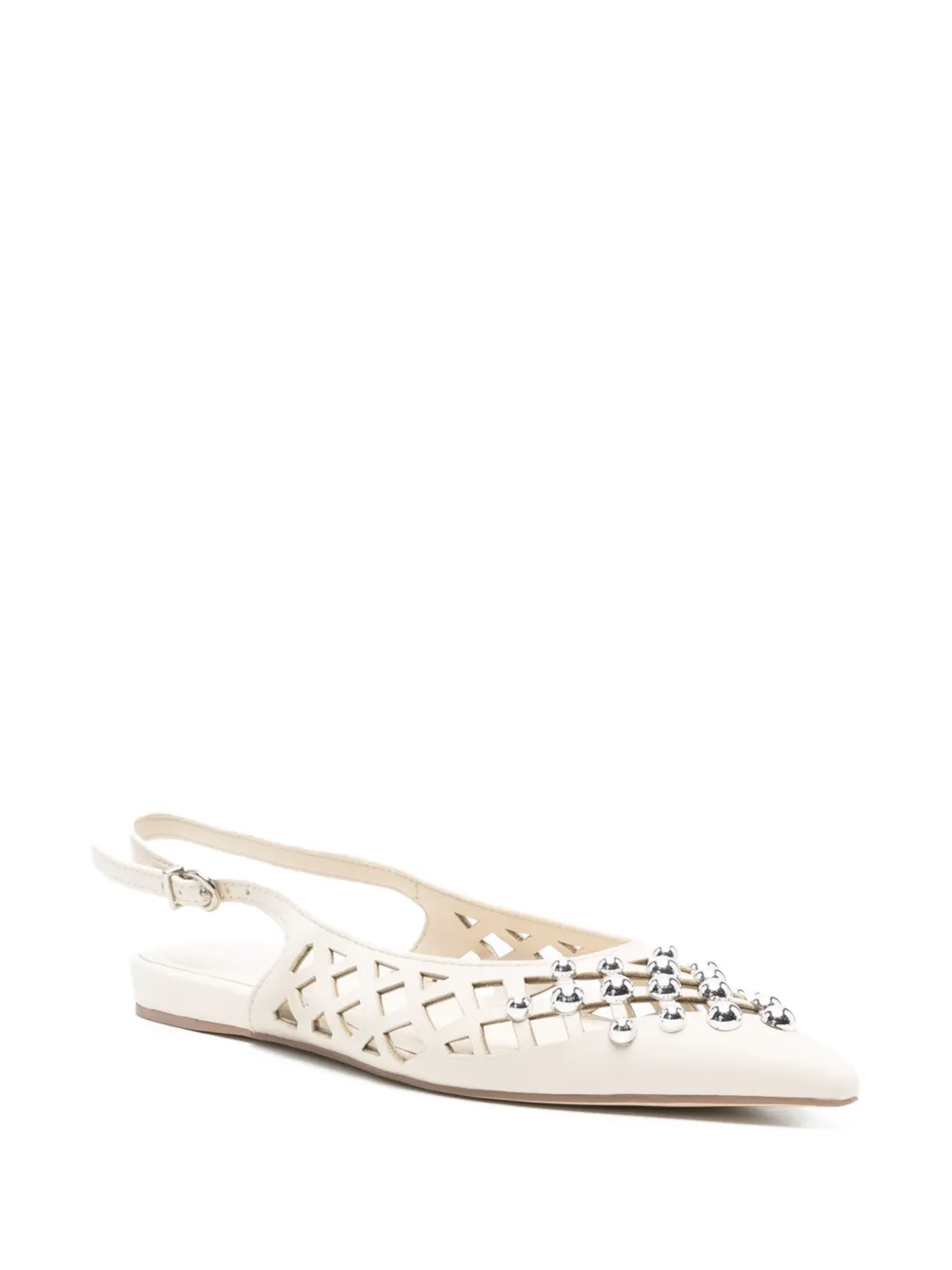  Apepazza Petal Embellished Ballet Flats - Neutrals 