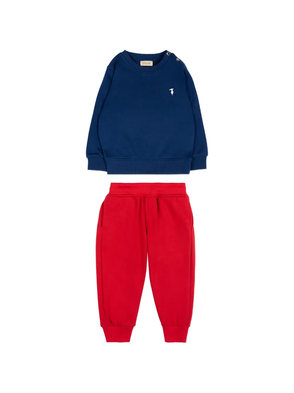 TRUSSARDI JUNIOR embroidery long-sleeves tracksuit set - Blu