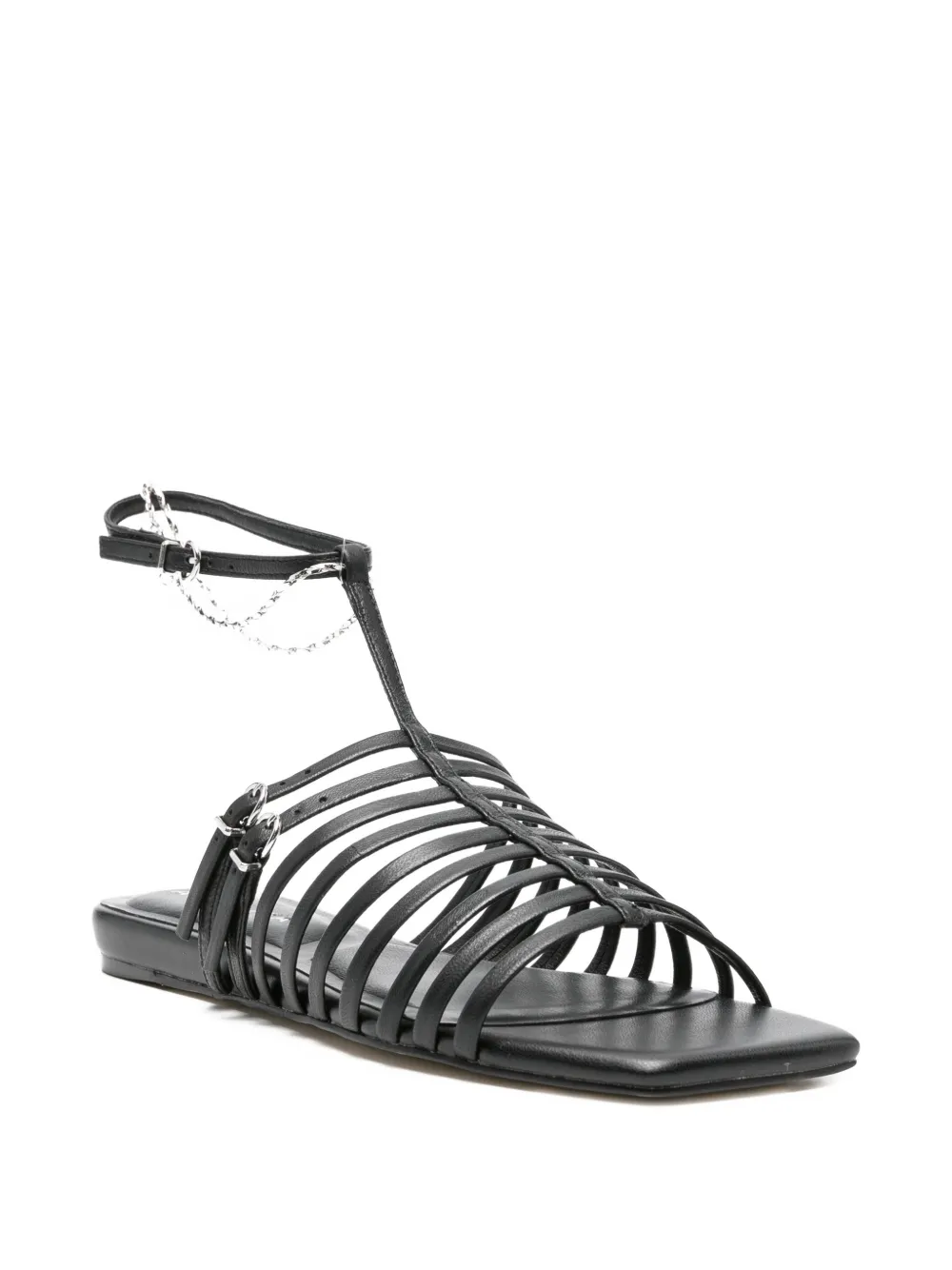 APEPAZZA Dhalia sandalen met kettingbandje Zwart