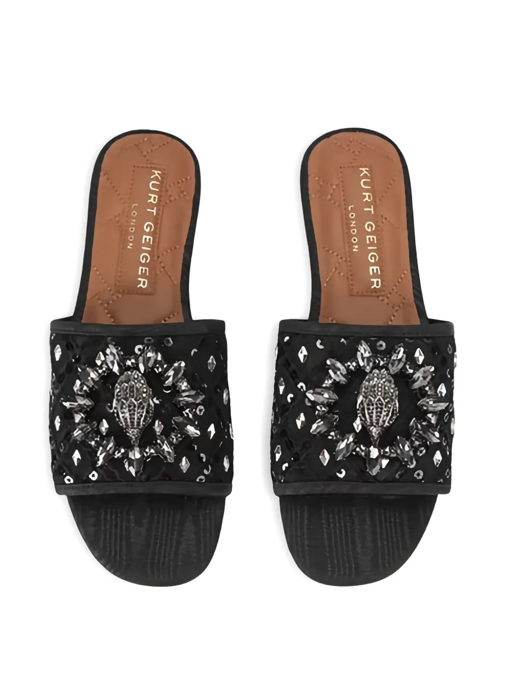 Kurt Geiger Chelsea crystal-embellished flat sandals Zwart