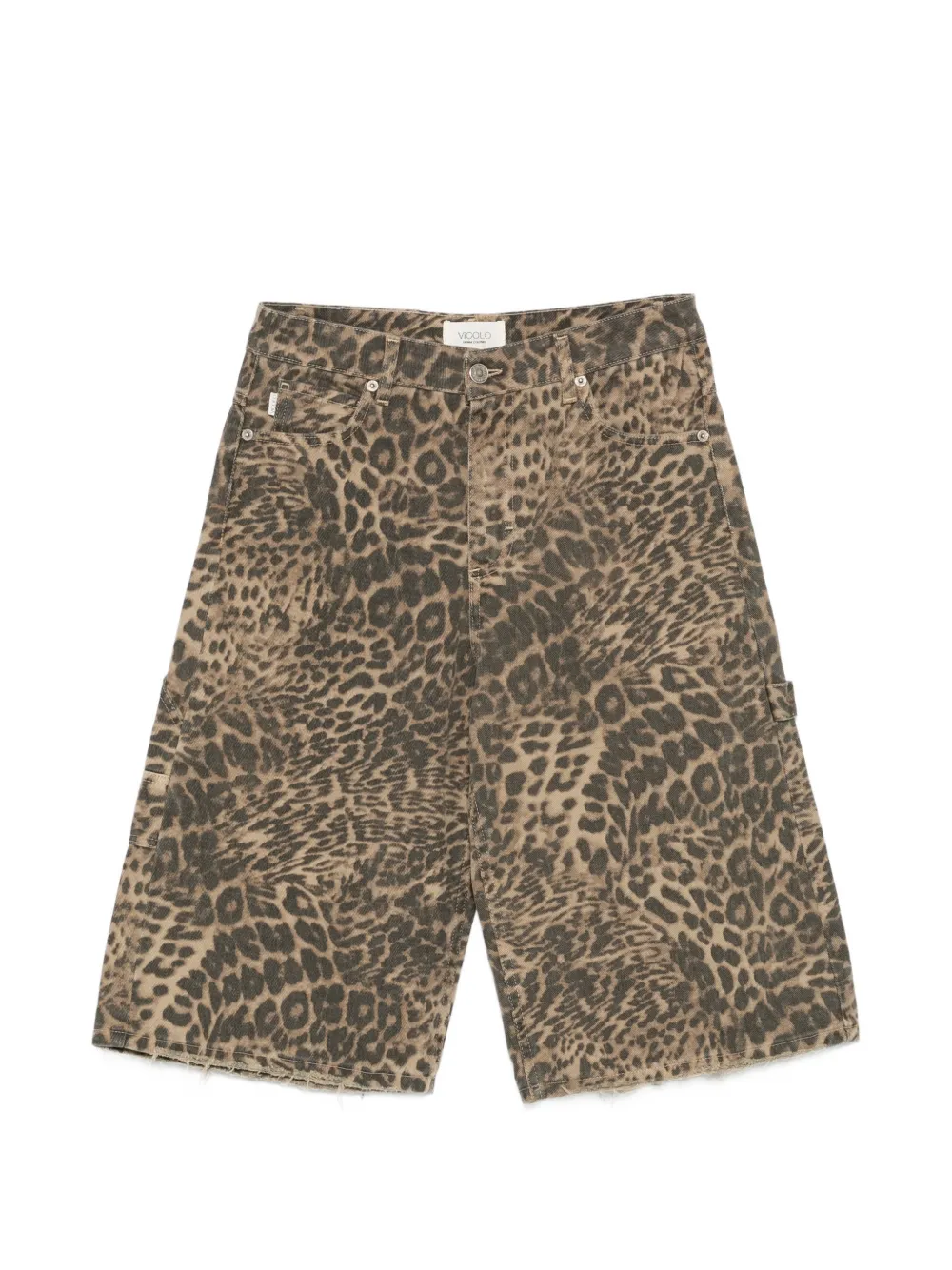 VICOLO frayed animal-print shorts - Toni neutri