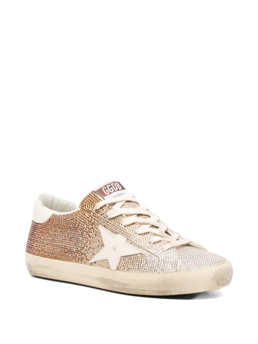 Golden Goose Super-Star crystals leather sneakers Beige