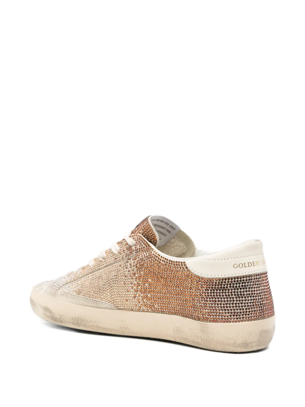Golden Goose Super-Star crystals leather sneakers Beige