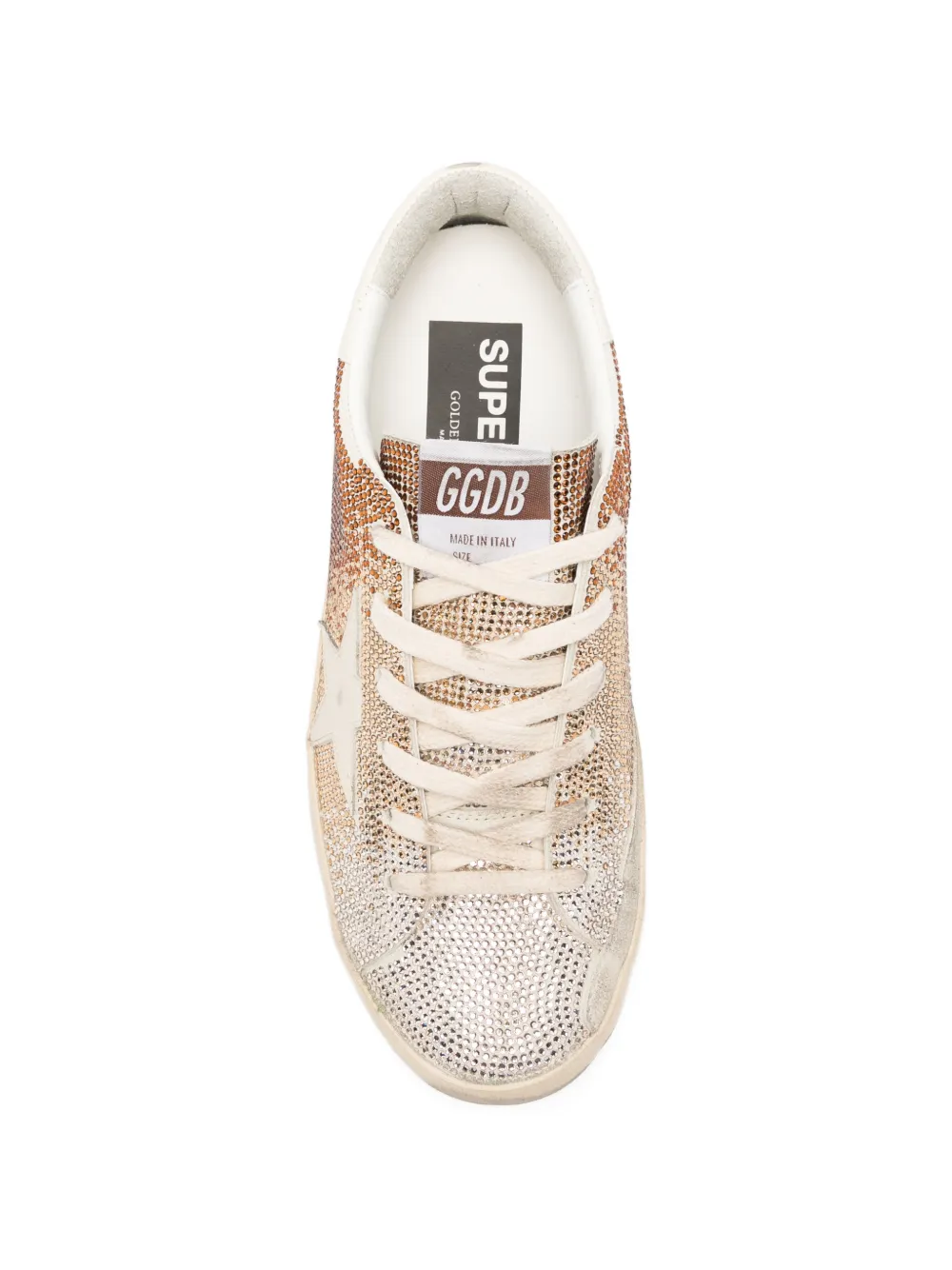 Golden Goose Super-Star crystals leather sneakers Beige