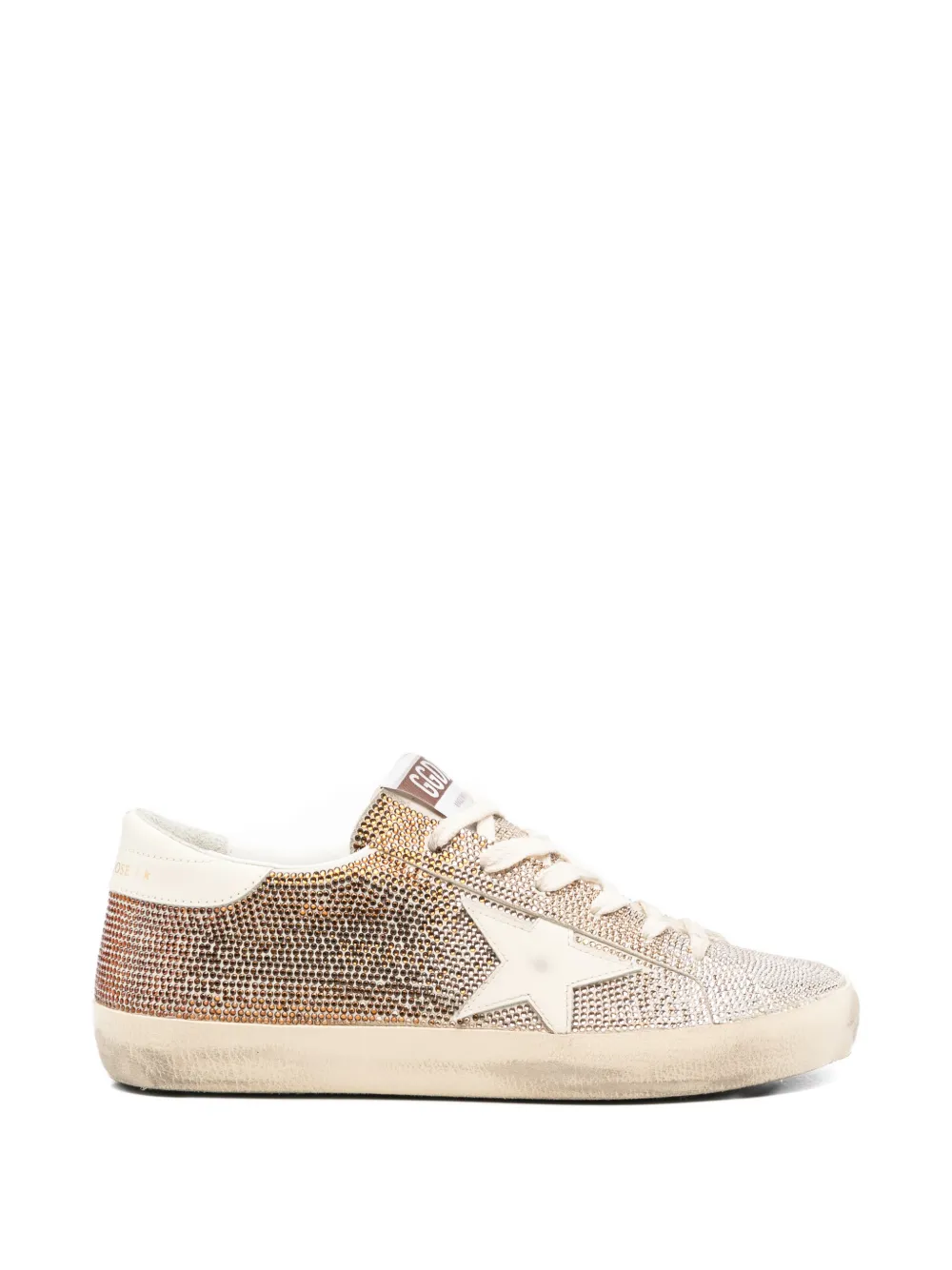 Golden Goose Super-Star crystals leather sneakers Beige