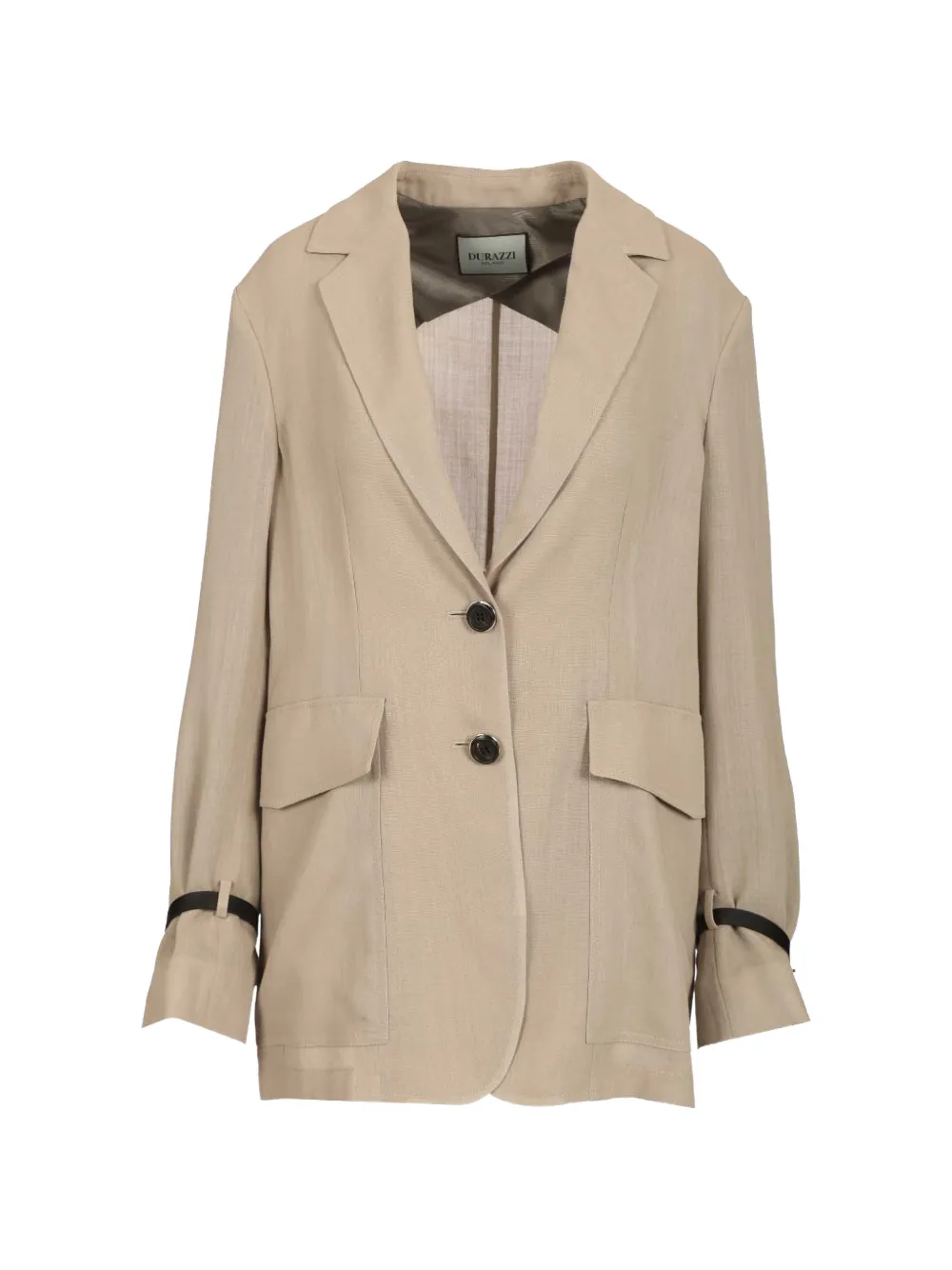 Durazzi Milano Button Tab-sleeve Jacket In Brown