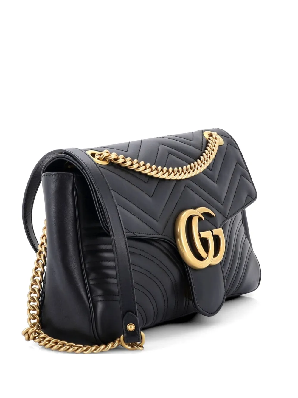 Gucci Pre-Owned GG Marmont Flap Bag Matelasse Leather Medium shoulder bag - Nero