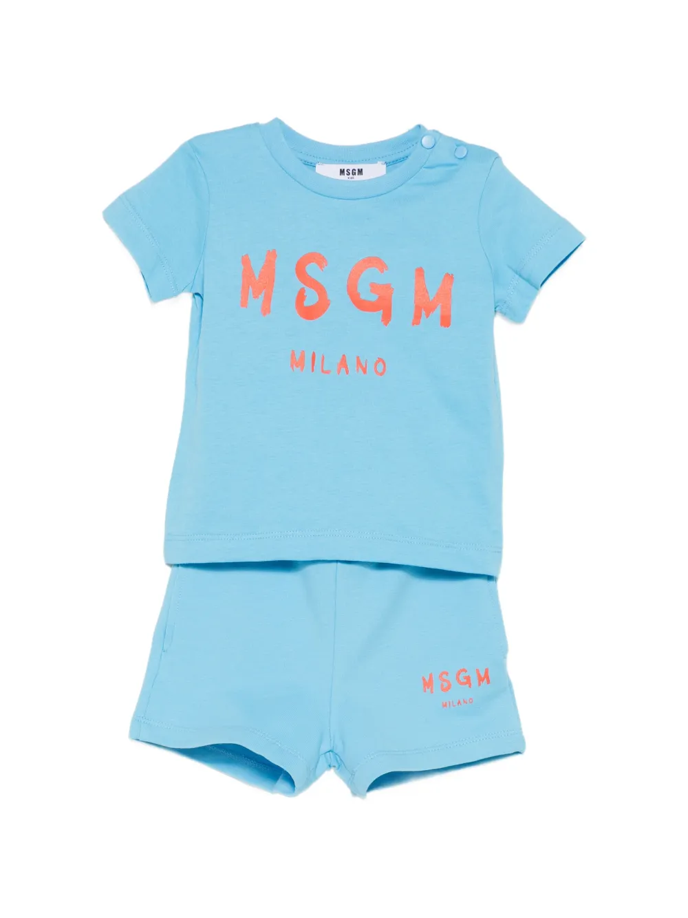 MSGM Kids logo-detail shorts set - Blu