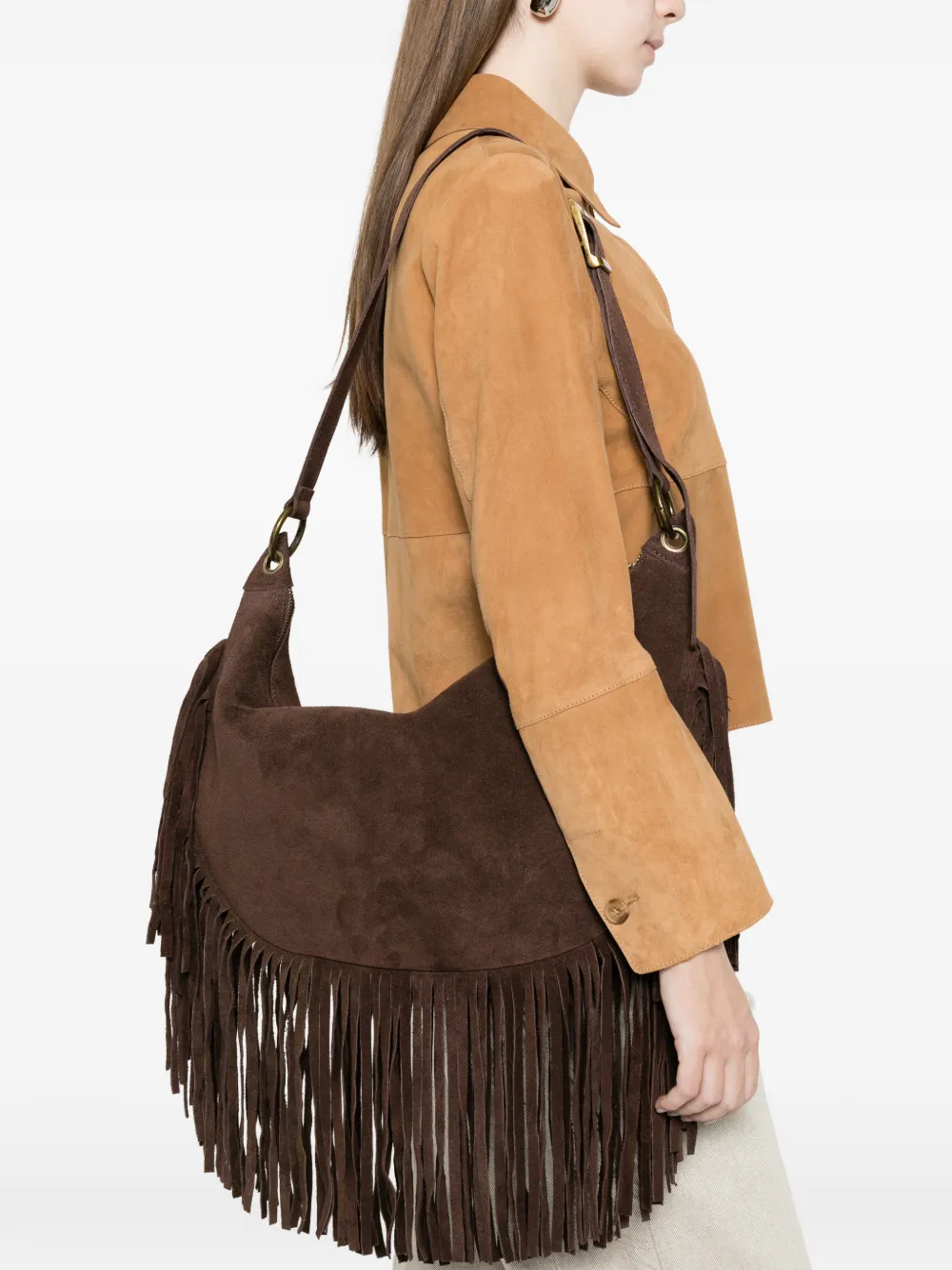  Vicolo Fringe Shoulder Bag - Brown 