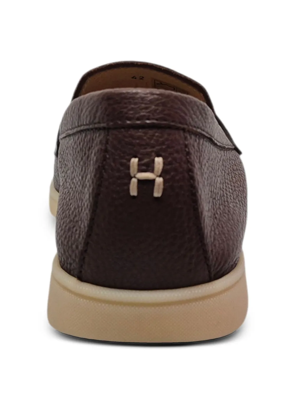Henderson Baracco Chiaia loafers met textuur en bandje Bruin
