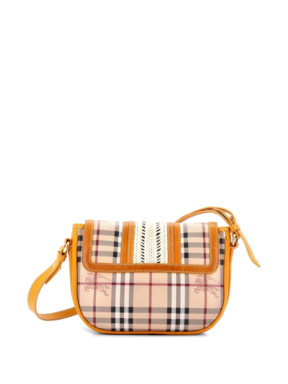  Burberry Pre-owned Bandolera Buckle Flap Pequeño De Lona Revestida Haymarket Y Piel Trenzada - Marrón 
