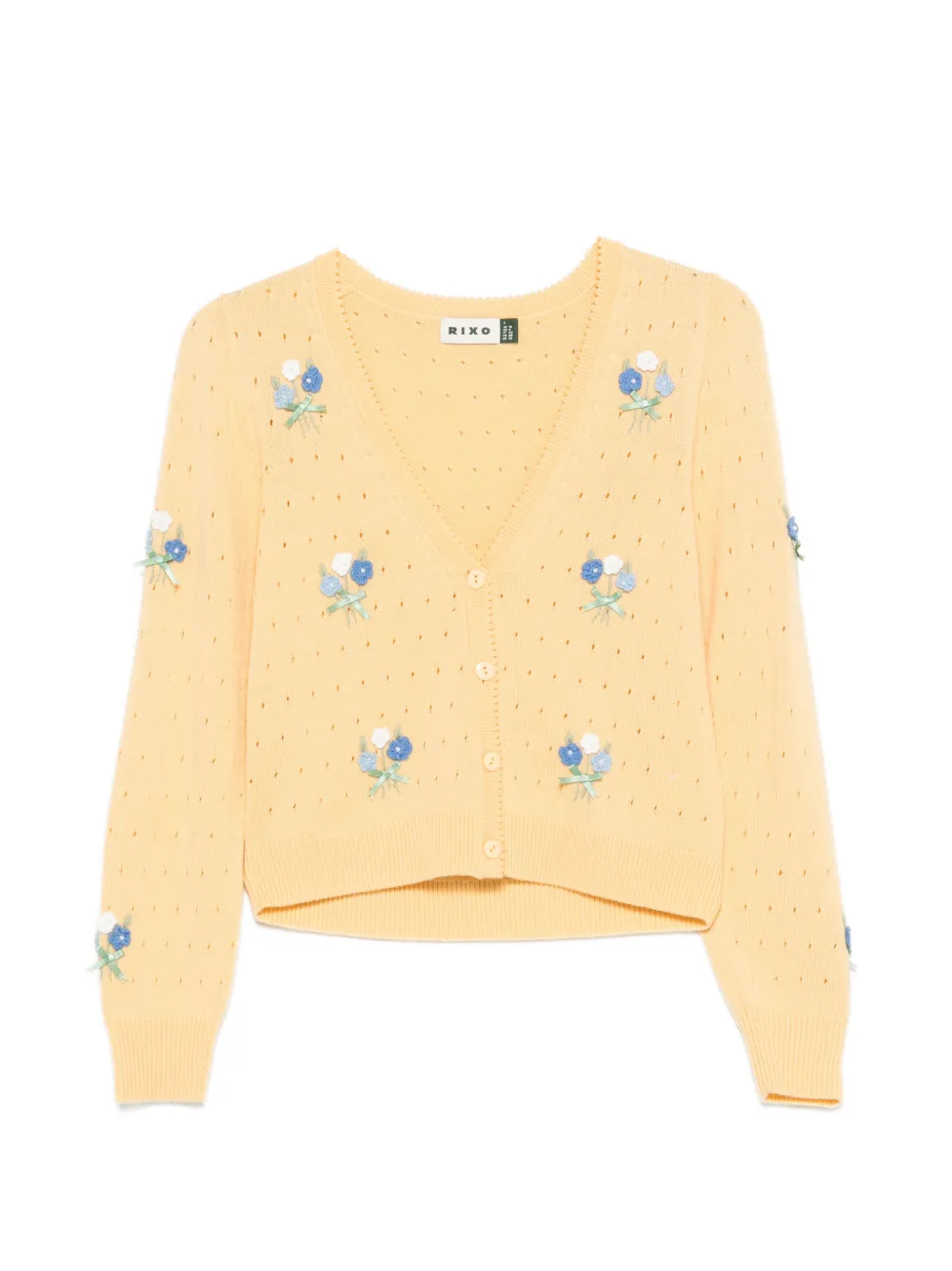 Rixo Merinda flower-embroidered cardigan - Giallo