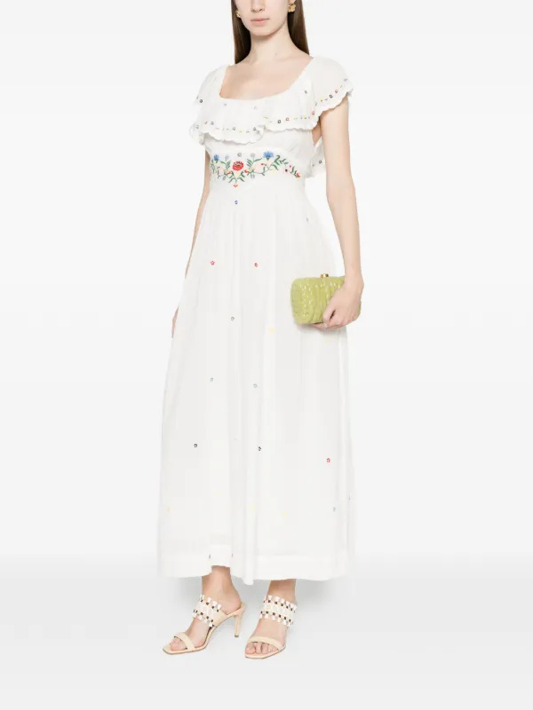 ebony embroidered midi dress Embroidered Halter Dress, Mexican embroidered Dress, Western Dress. Ve –  Malintzyn