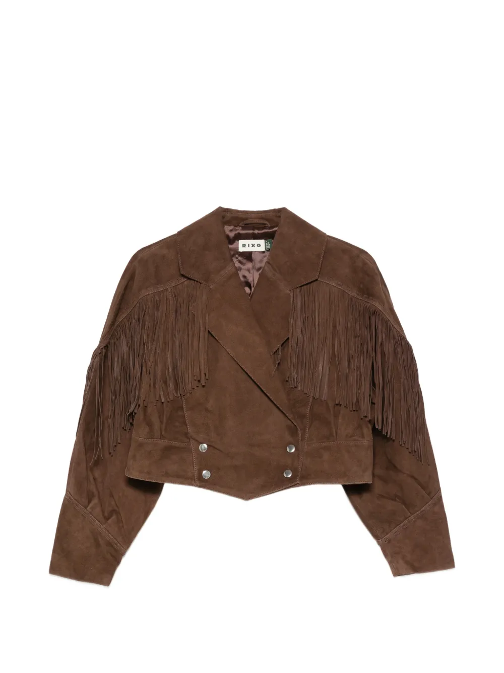 Rixo Darragh fringed cropped jacket - Marrone