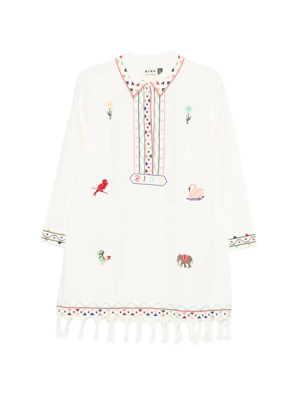 Rixo Astoria embroidery tassel mini dress - Toni neutri