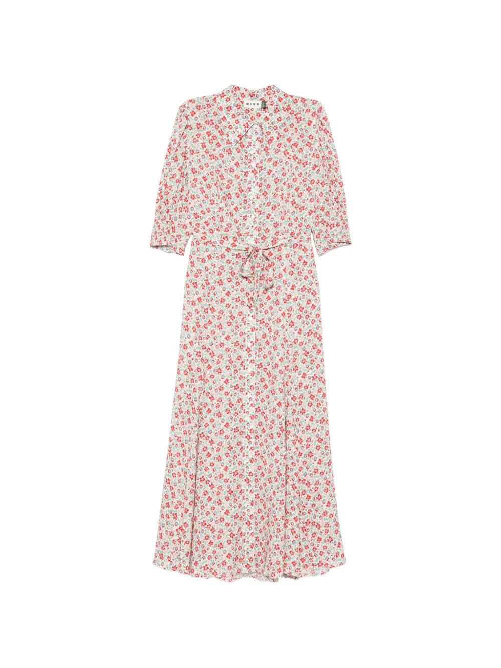 Rixo Jeanni Bloom floral tie midi dress - Toni neutri