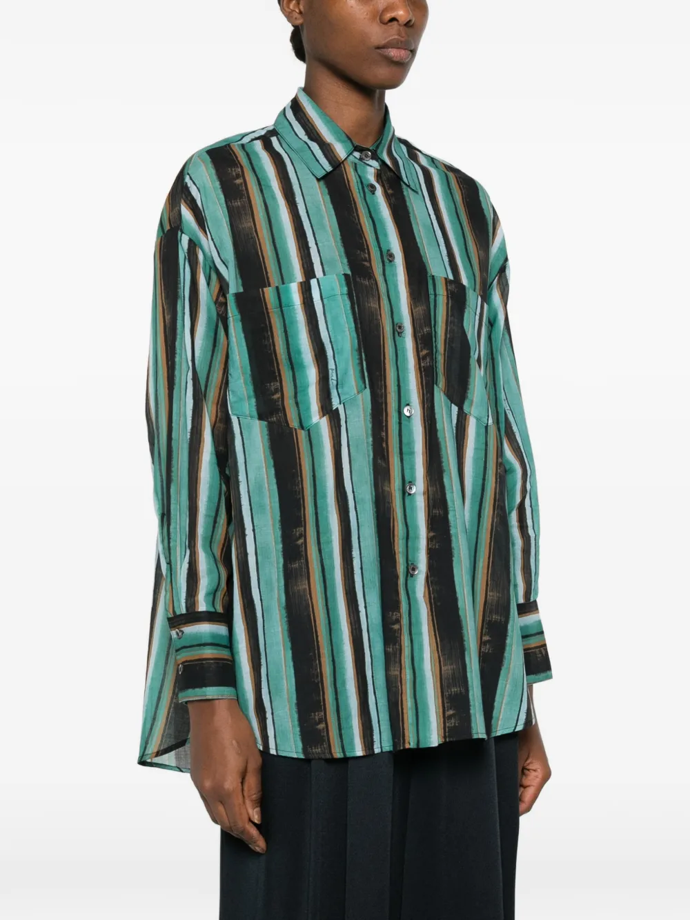  Pinko Striped Chest-pocket Shirt - Green 
