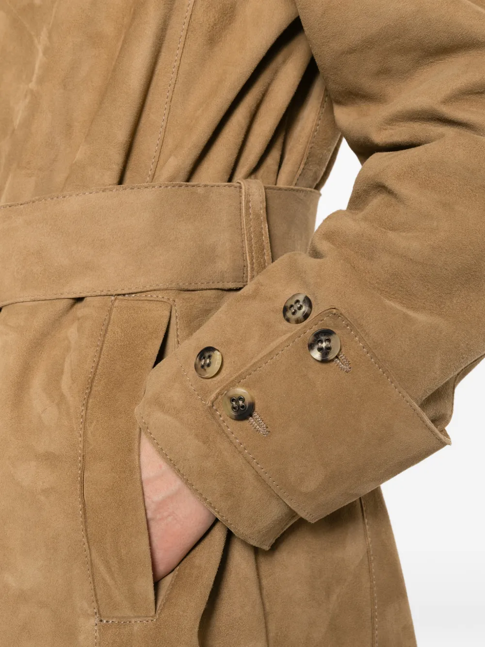belted suede coat