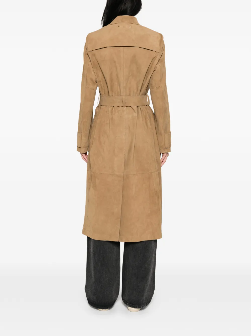 belted suede coat