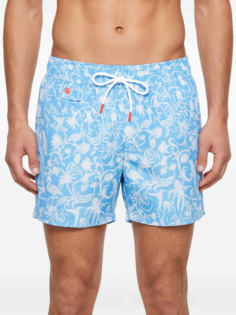 Kiton Zwembroek met bloemenprint Blauw
