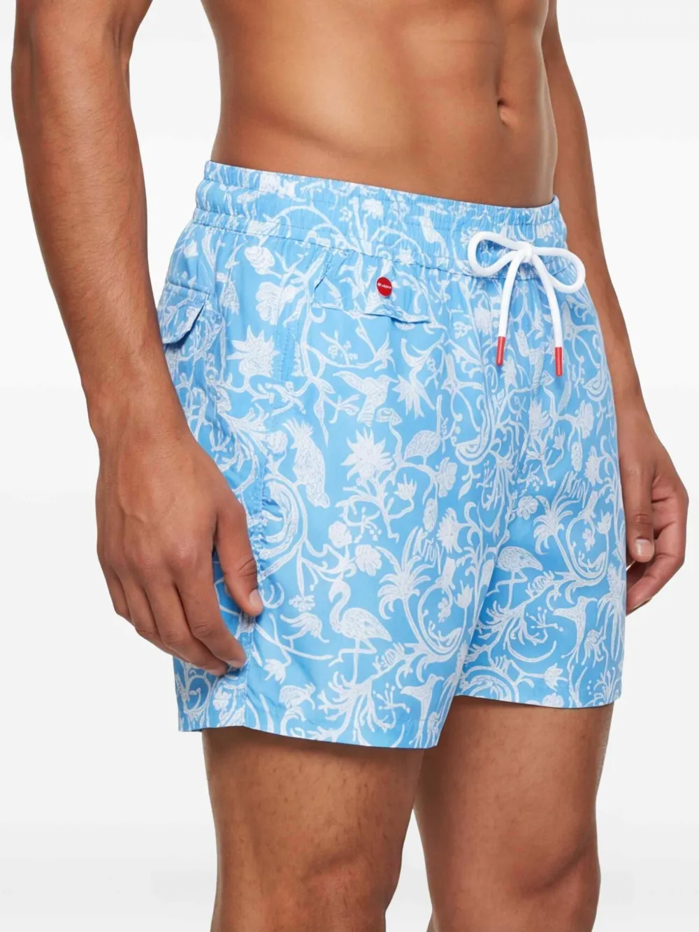 Kiton Zwembroek met bloemenprint Blauw