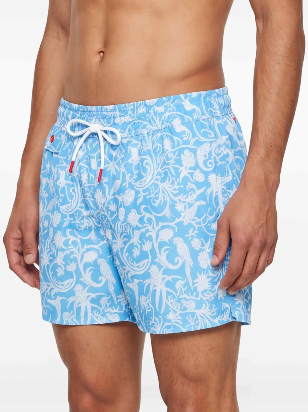 Kiton Zwembroek met bloemenprint Blauw