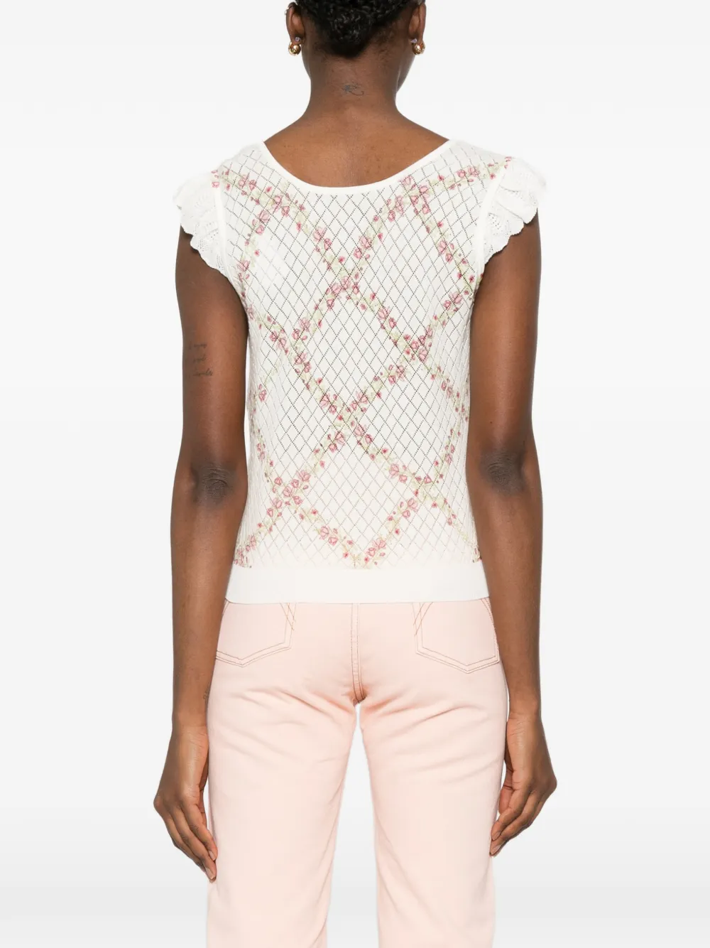TWINSET Trui met bloemenprint en korte mouwen Wit