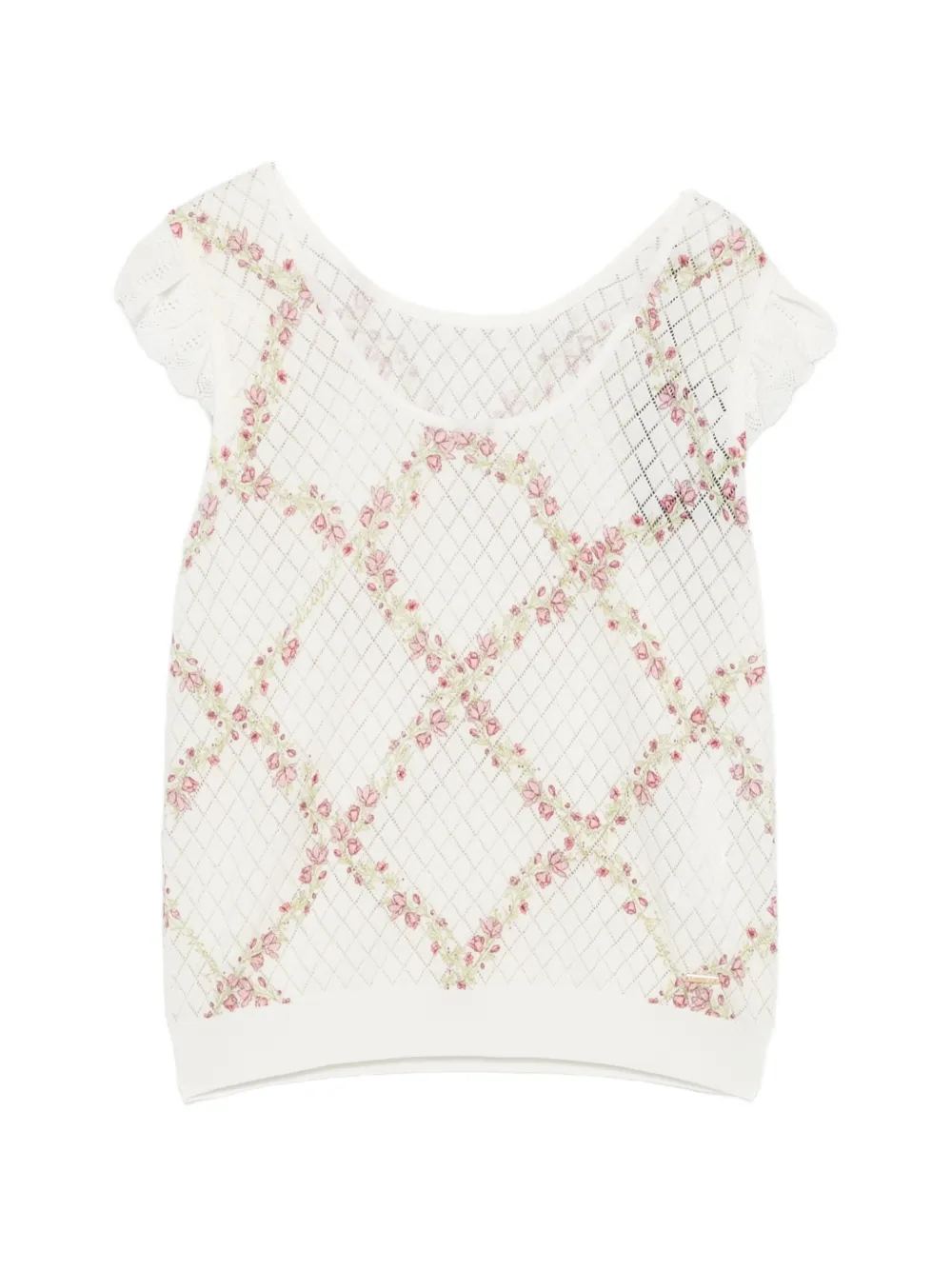 TWINSET floral-print short-sleeve sweater - Bianco