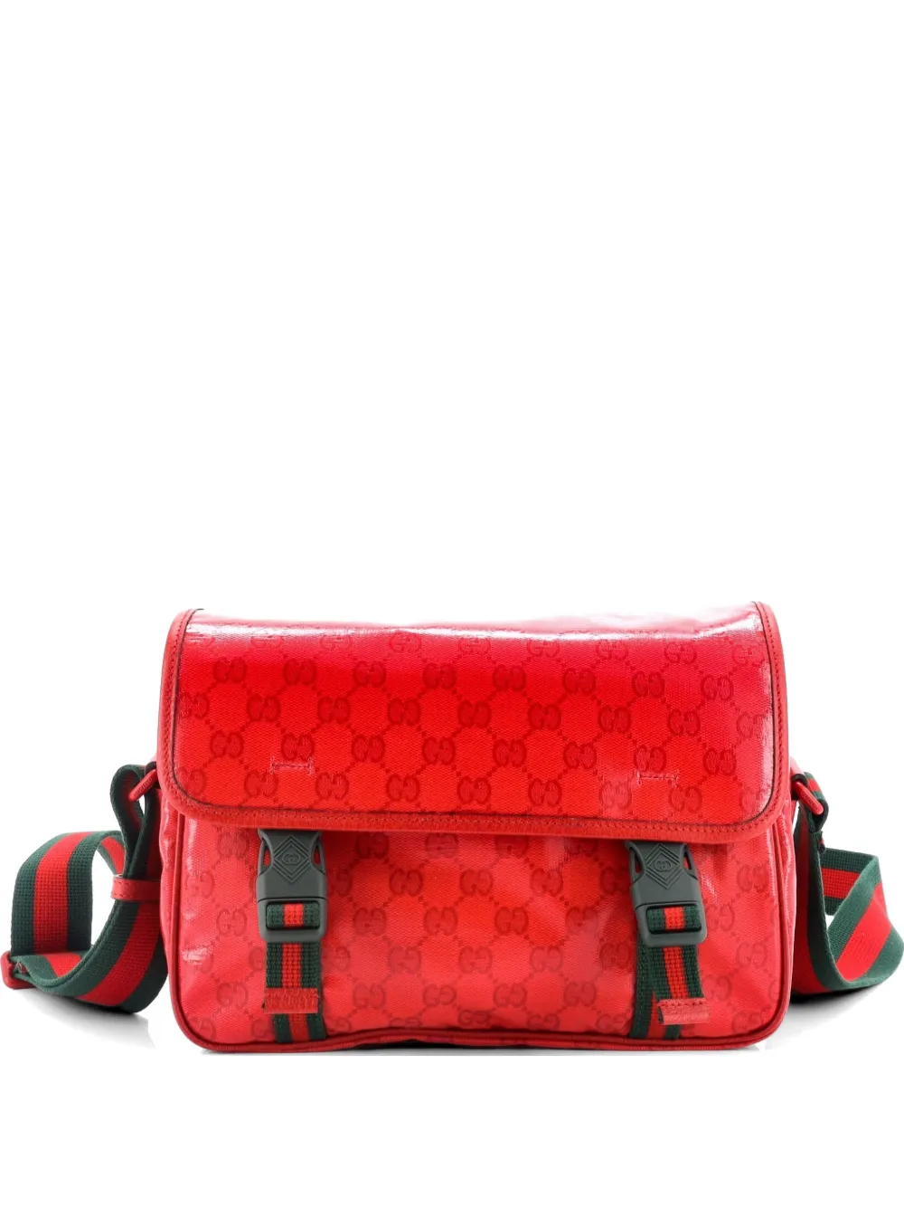 Gucci Pre-Owned Web Buckle Messenger Bag GG Coated Canvas Small crossbody bag - Rosso