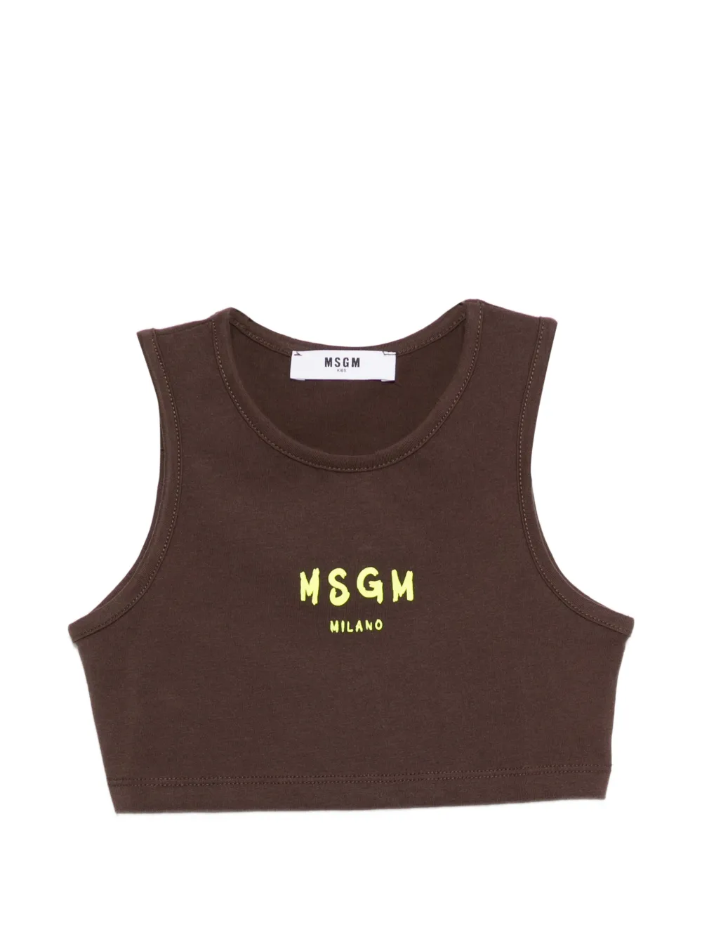 MSGM Kids logo-detail crop top - Marrone