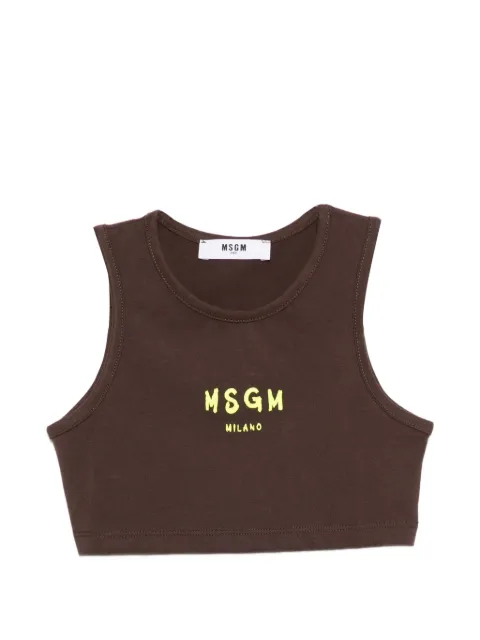 MSGM Kids logo-detail crop top