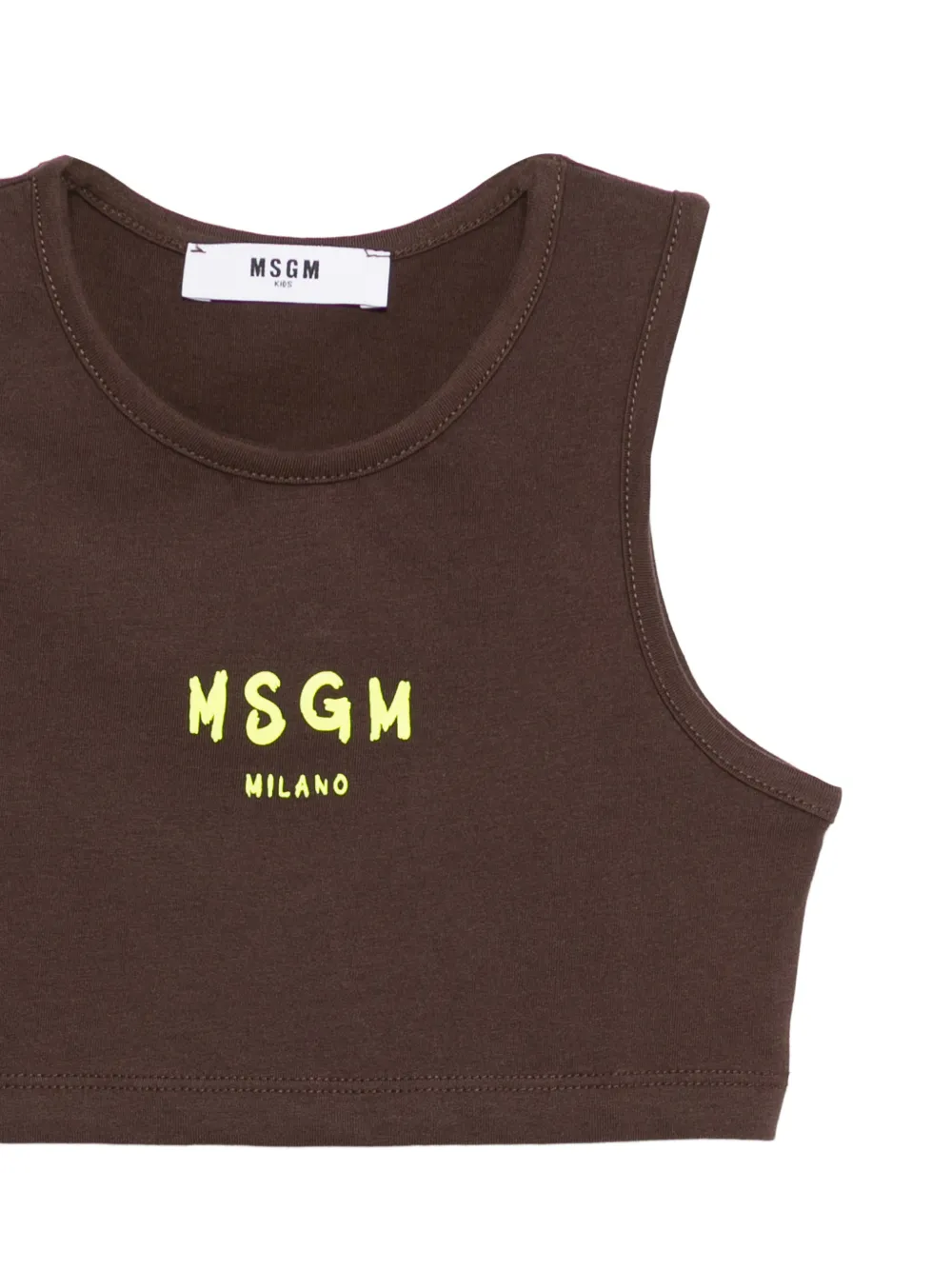  Msgm Kids Logo-detail Crop Top - Brown 