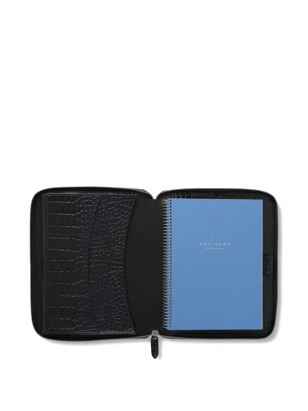 Smythson Portadocumenti A5 con zip - Blu