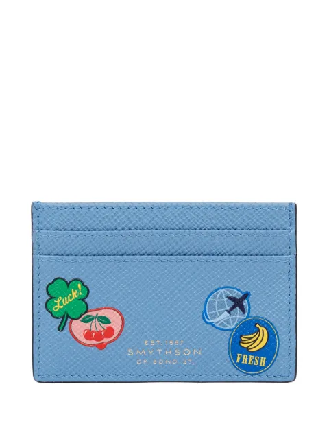 Smythson Panama sticker leather cardholder