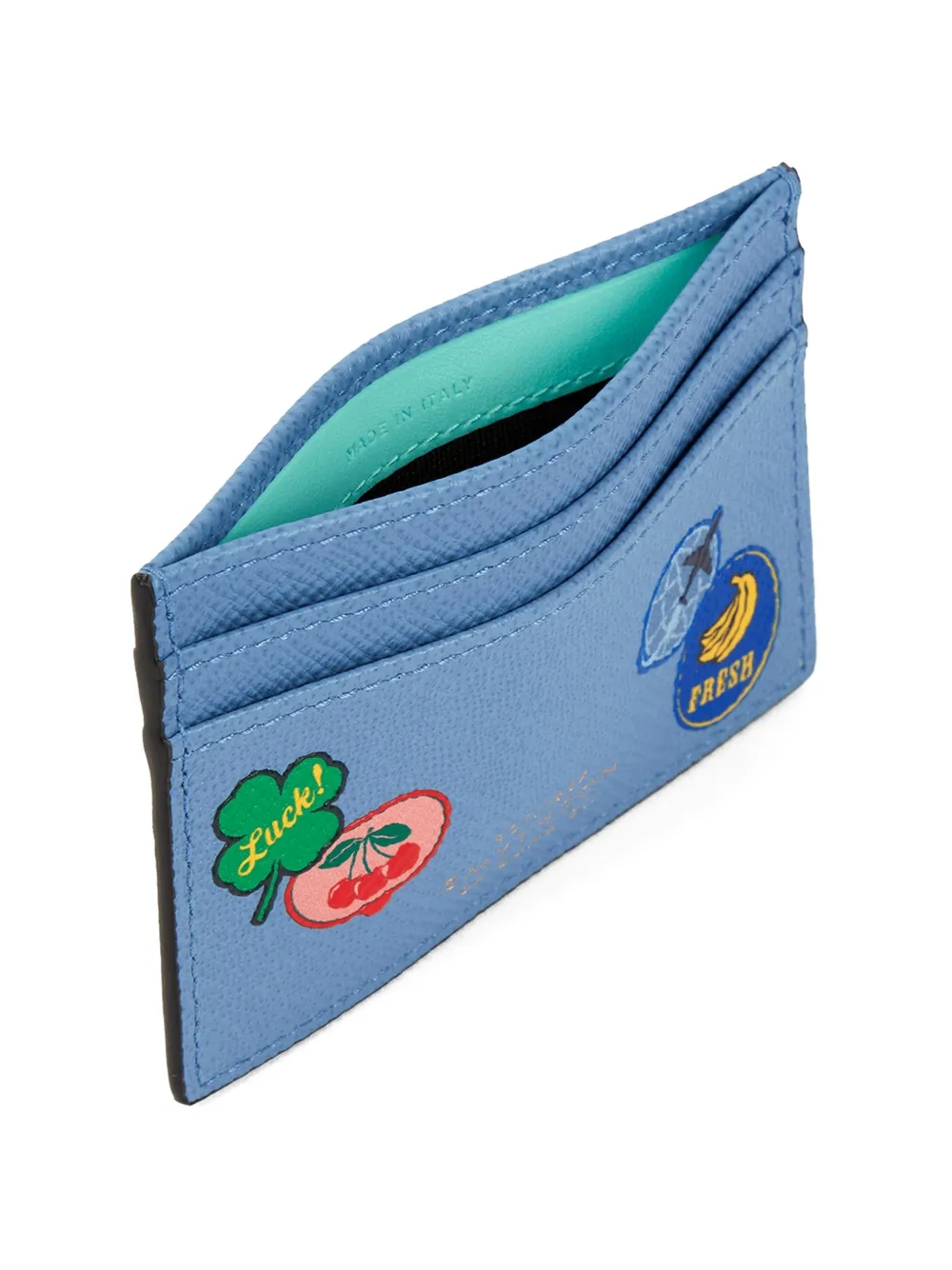  Smythson Panama Sticker Leather Cardholder - Blue 