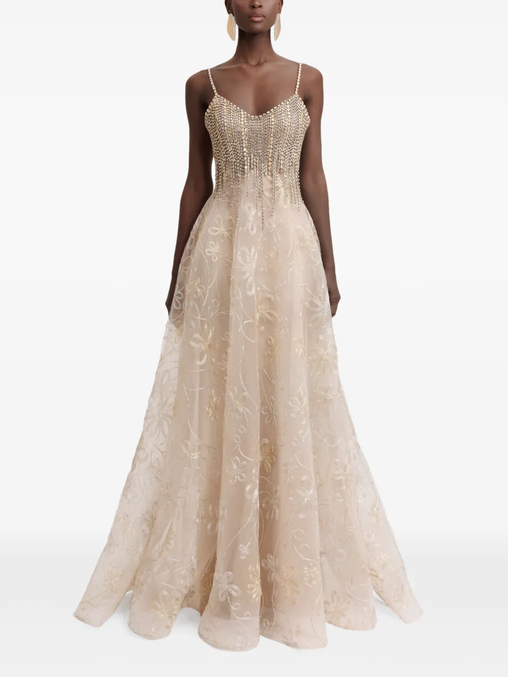 Gemy Maalouf Tulen maxi-jurk Beige