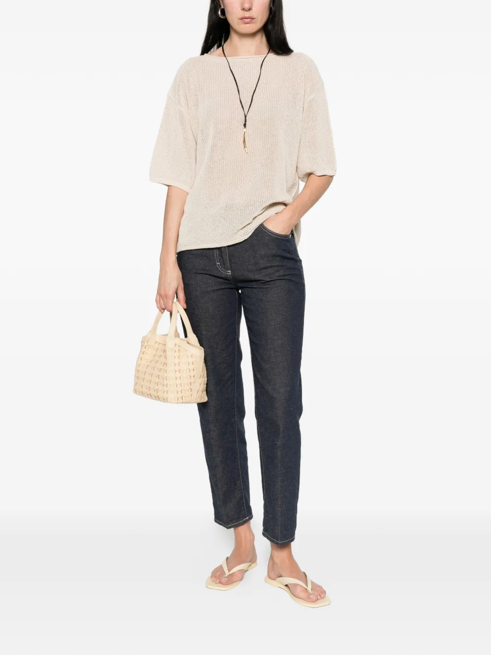  Antonelli Short-sleeve Sweater - Neutrals 