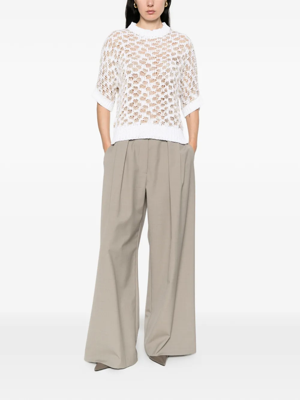  Peserico Open Knit Sweater - White 