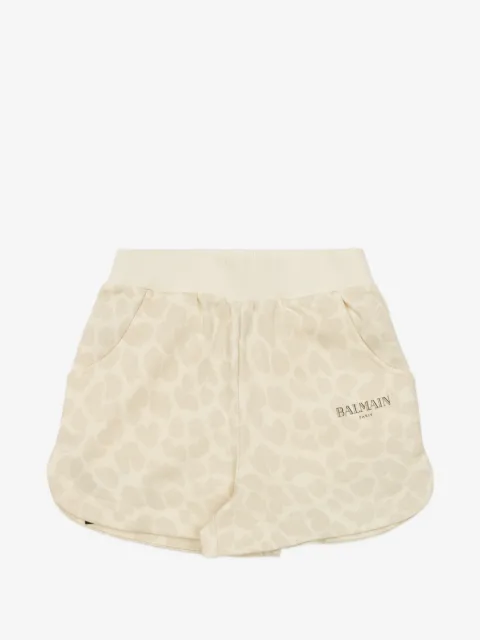 Balmain Kids print logo shorts