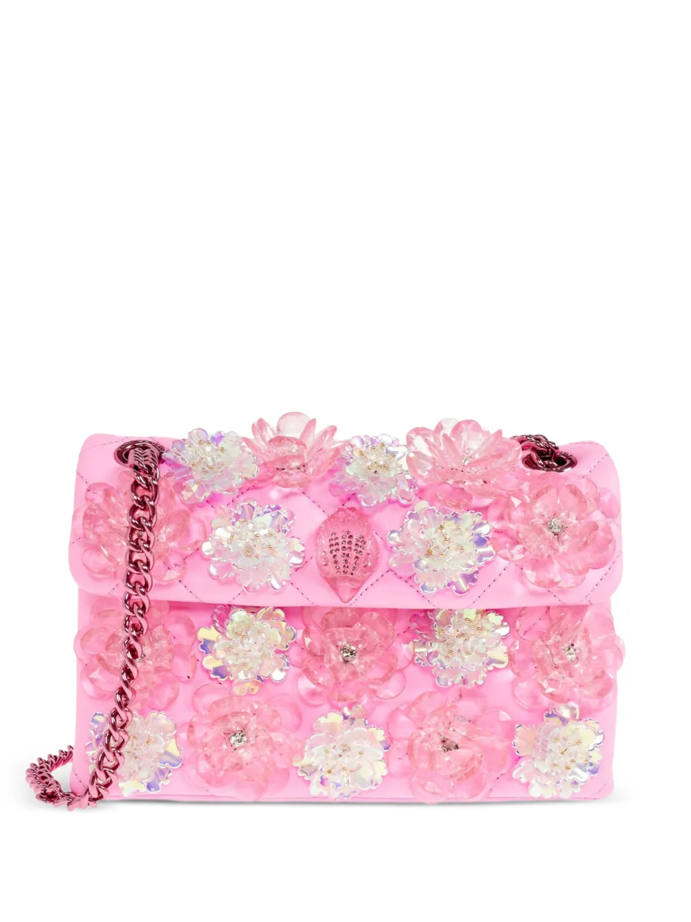 Kurt Geiger London Kensington flower-embellished quilted shoulder bag - Rosa
