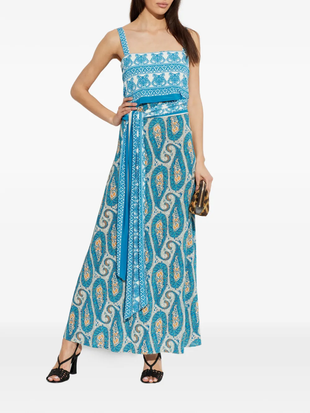 Etro Patterned Tie-waist Maxi Dress - Blue 