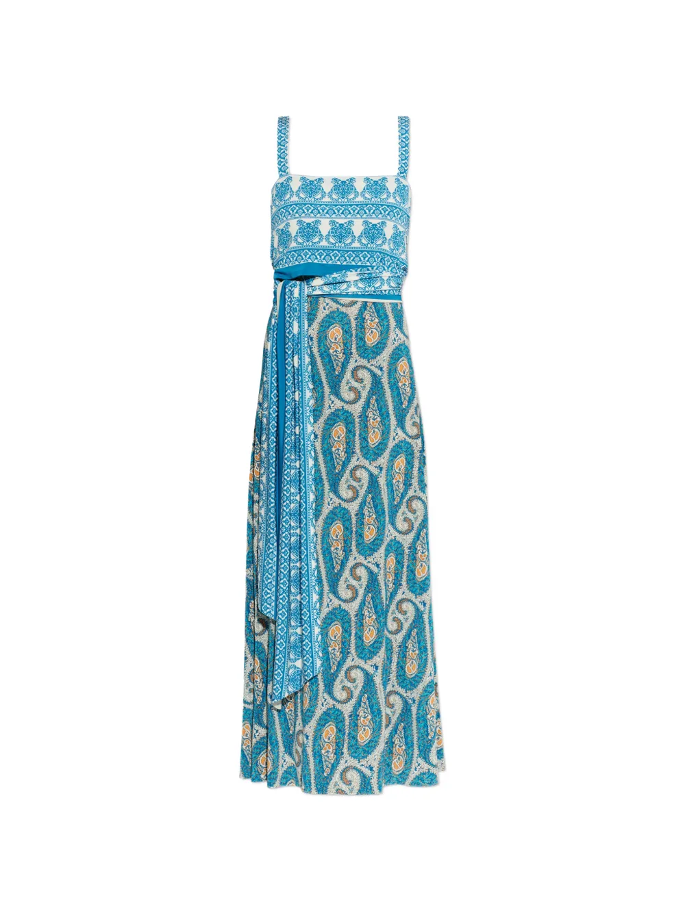 ETRO patterned tie-waist maxi dress - Blau