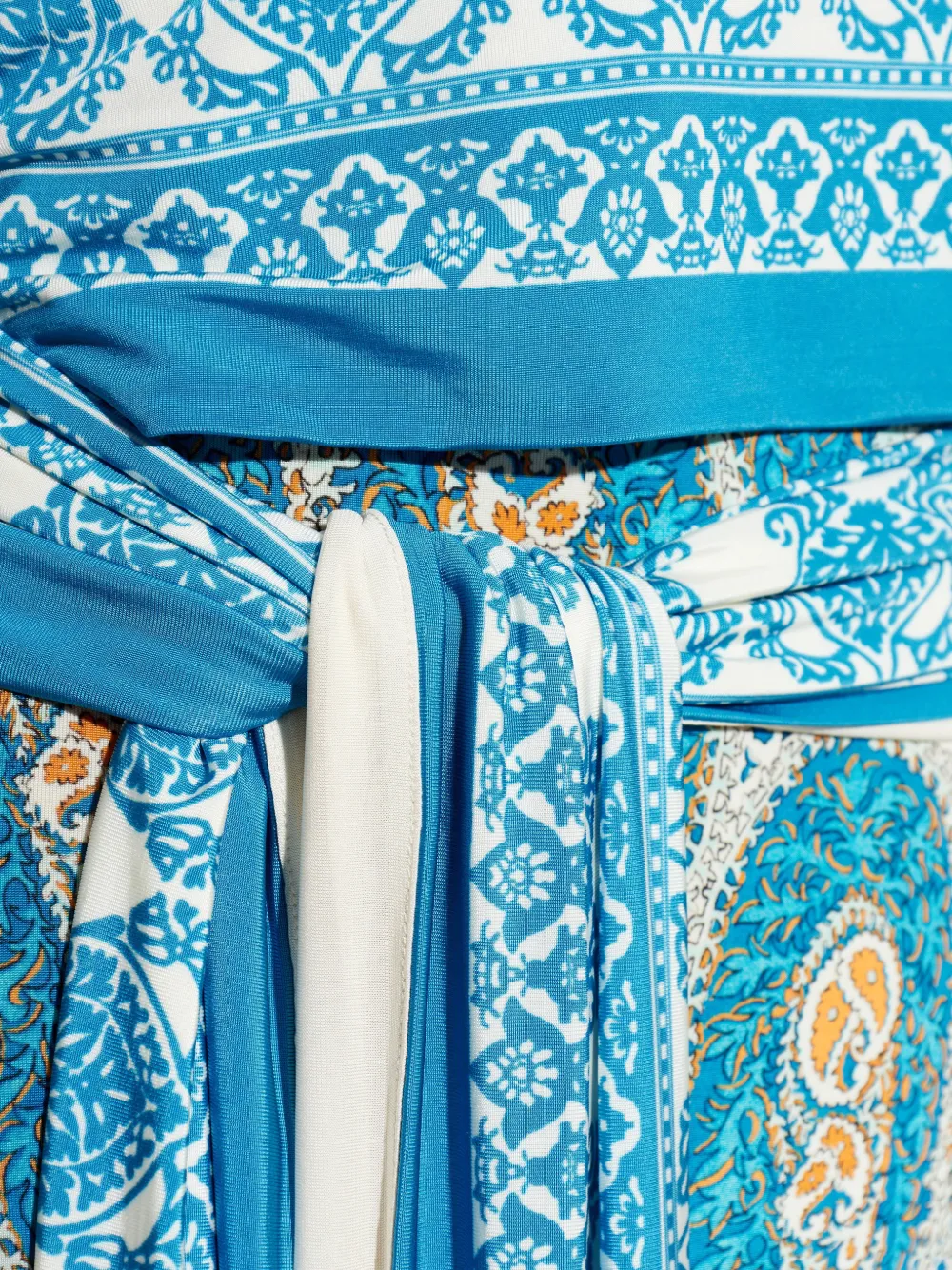 ETRO Maxi-jurk met gestrikte taille en patroon Blauw