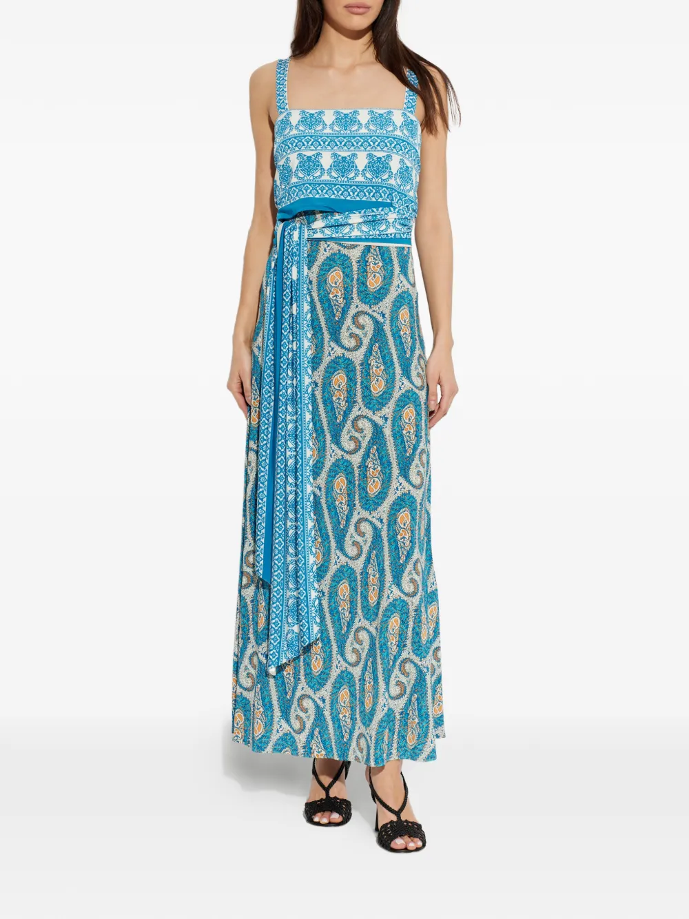  Etro Patterned Tie-waist Maxi Dress - Blue 
