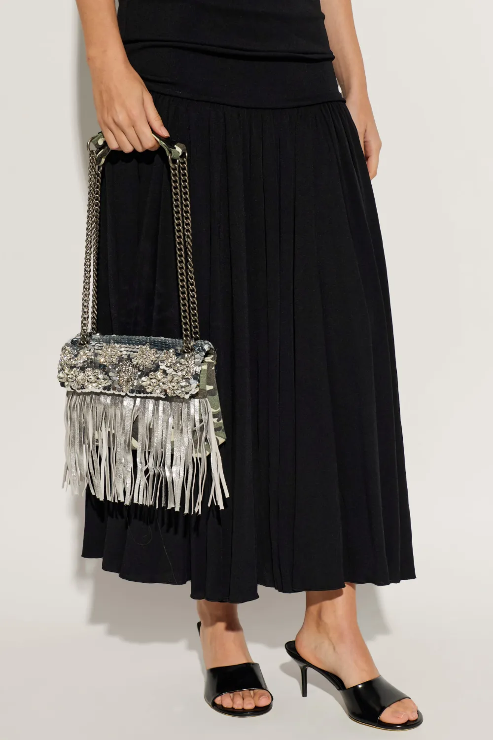 Kurt Geiger London Medium Kensington schoudertas met franje Groen