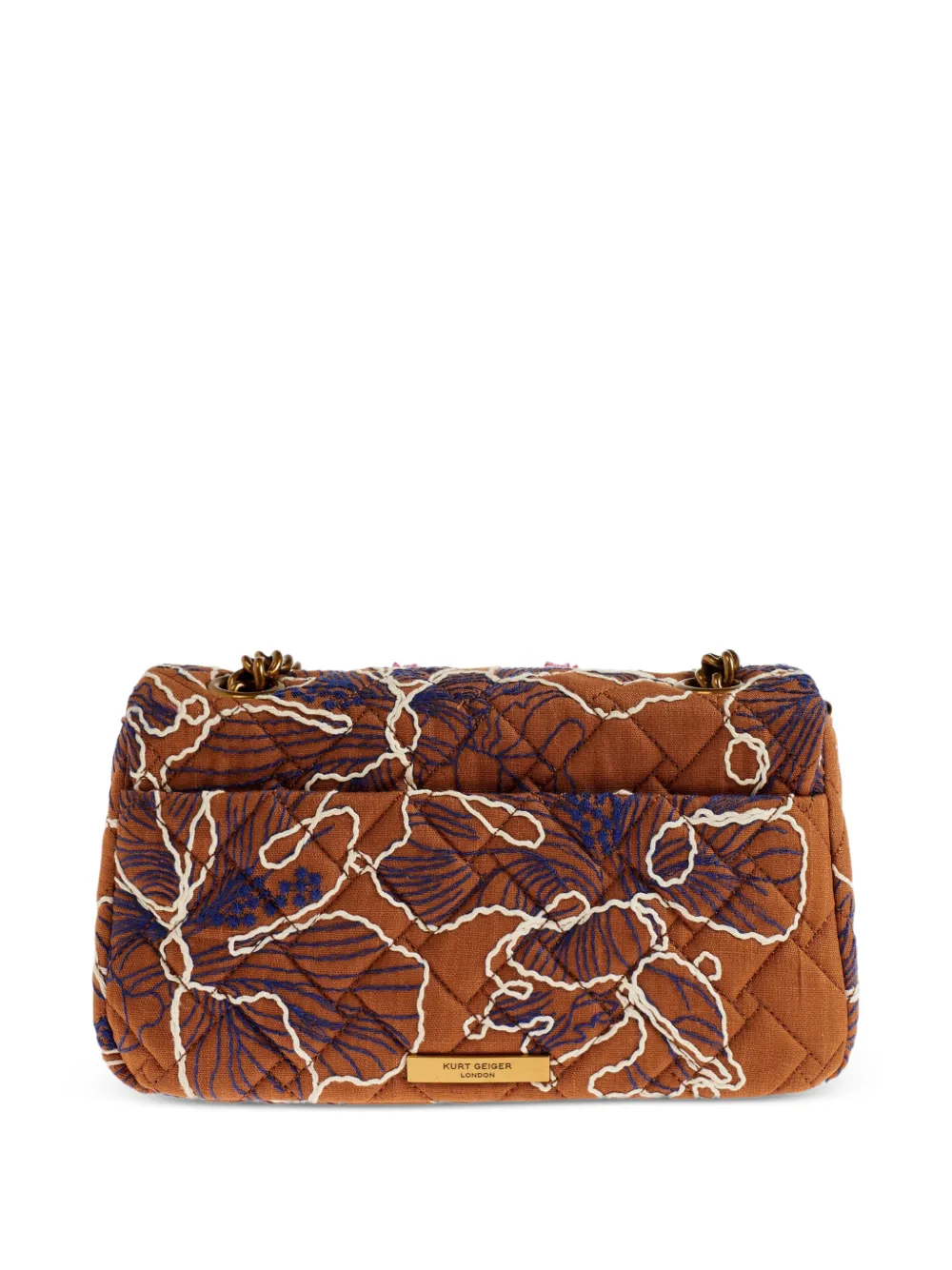  Kurt Geiger London Floral-embellishment Quilted Shoulder Bag - Brown 